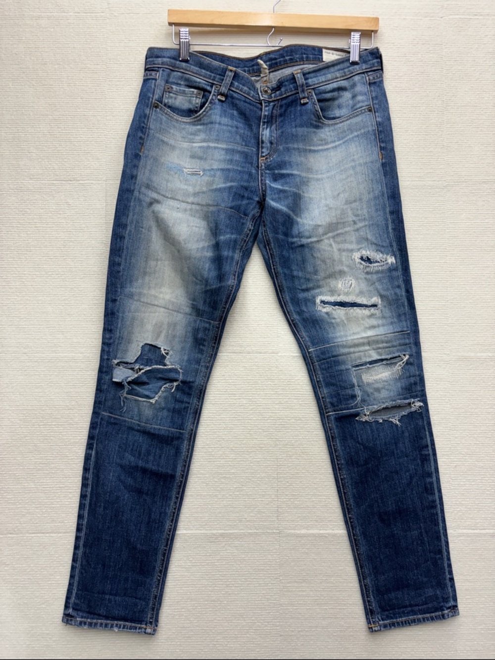 rag & bone Medium Blue Denim Jeans with Stitching the Dre 28 surfer rep